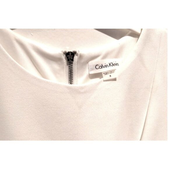 NWOT RARE Calvin Klein Sleeveless Textured Crepe Sheath Dress in Ivory White - Picture 10 of 16